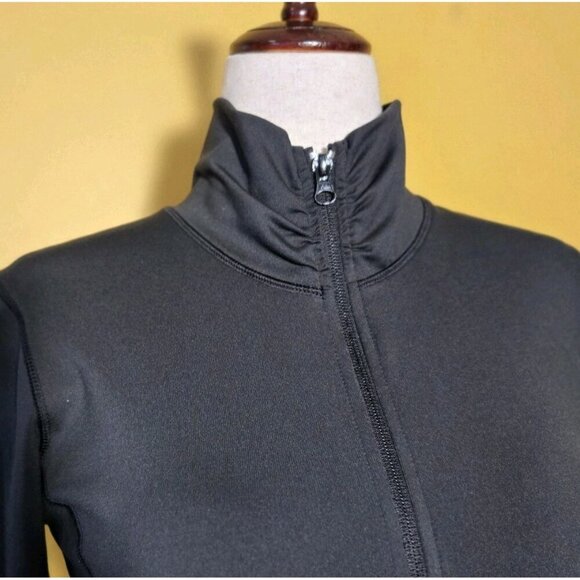 Reebok Black Full Zip Athletic Jacket Womens Medium Stretch Lightweight Ruffle - Picture 2 of 10